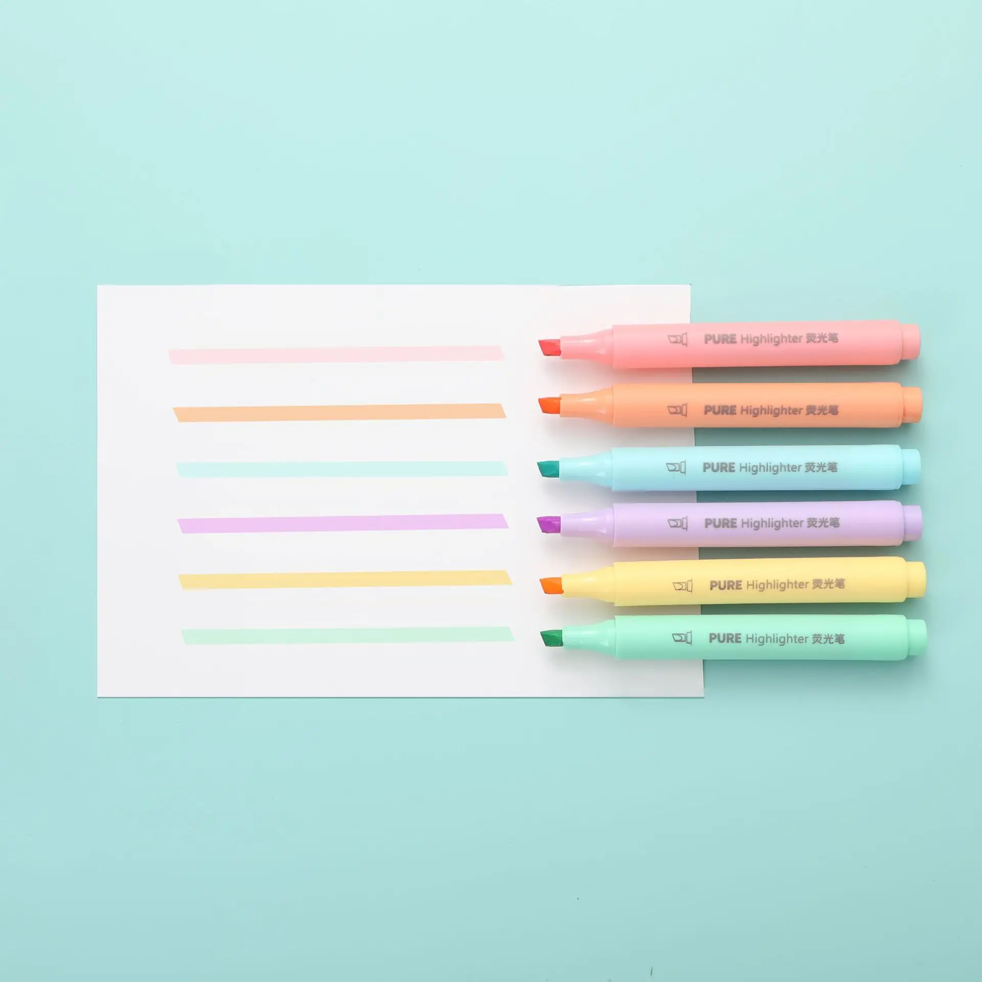 6本セット パステルカラー マカロン ハイライターペン かわ - Pastel Highlighter Set Double Ended のレビューと価格