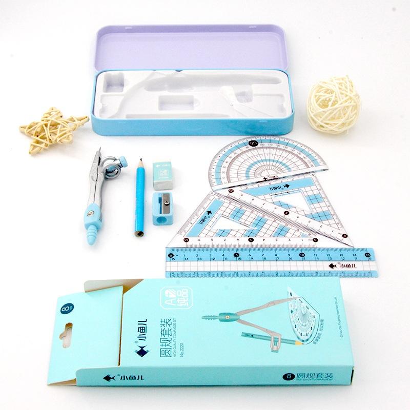 8点セットの幾何学数学用画材セット。定規、コンパス、鉛筆がセ - Math Geometry Set With Compass のレビューと価格