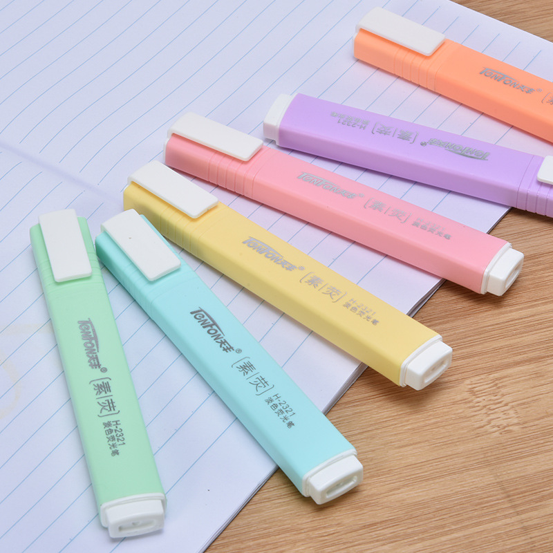 6 ピース/セットフラット形状淡い色の蛍光ペン蛍光ペンアート - Pastel Highlighter Set Double Ended のレビューと価格
