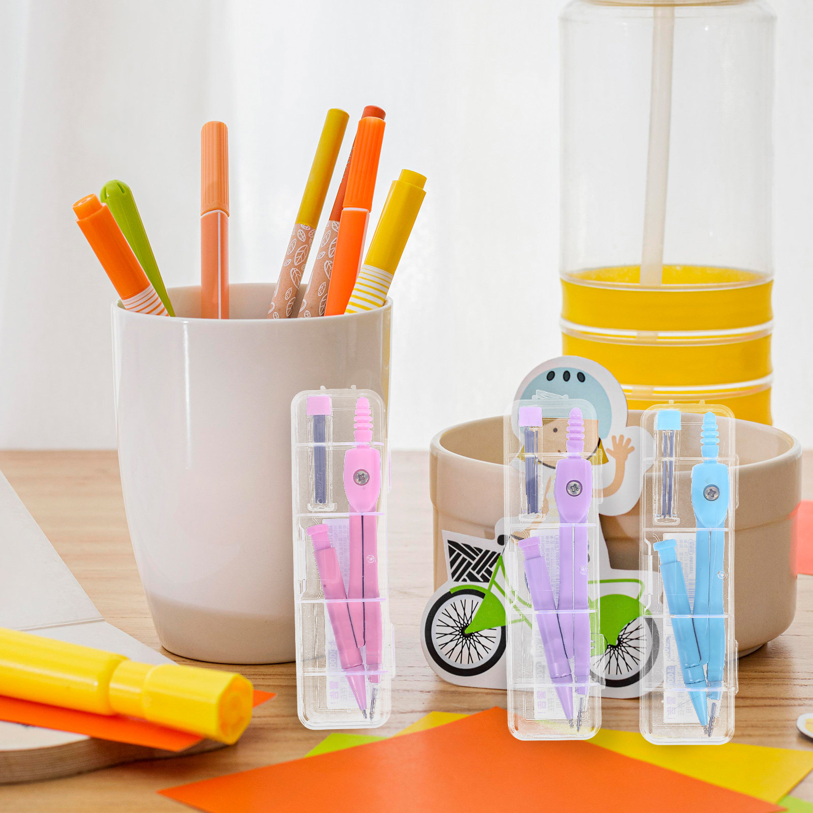 金属製コンパス、幾何学図面作成セット。学生、オフィス、家庭で - Math Geometry Set With Compass のレビューと価格